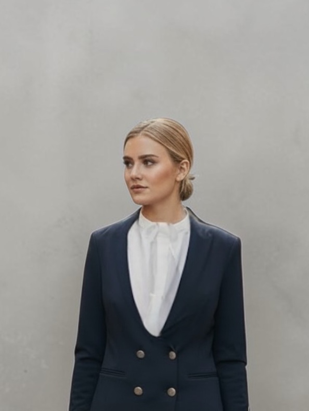 Timing navy blue double breasted soft blazer l